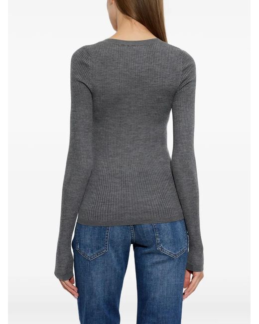 DSquared² Blue Ribbed-Knit Wool Sweater