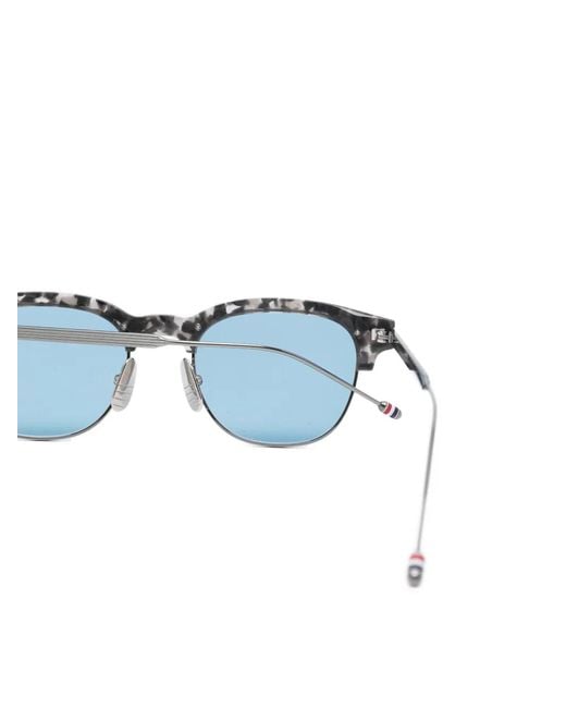 Thom Browne Blue Oval-Frame Sunglasses