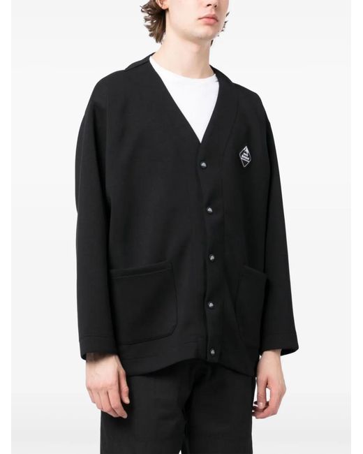 White Mountaineering Blue Logo-Patch Cardigan for men