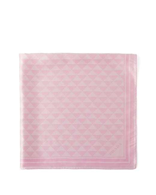Prada Pink Jacquard Silk Scarf 90X90