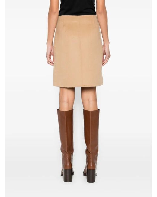 P.A.R.O.S.H. Natural Side-Split Wool Skirt