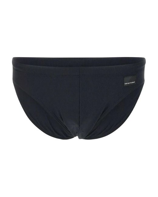 Emporio Armani Blue Fine-Ribbed Swim Briefs for men