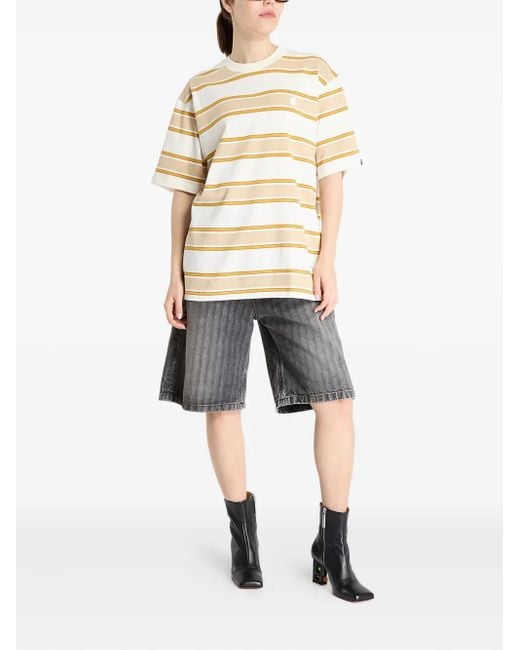 A Bathing Ape Natural Stripe Short-Sleeve T-Shirt