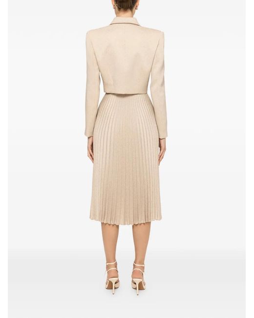 Nissa Natural Pleated Midi Skirt