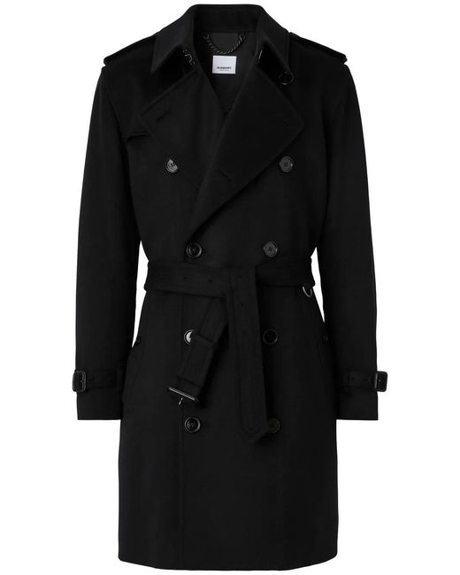 Burberry Black Cashmere Kensington Trench Coat for men