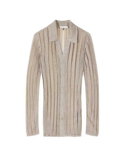 Patrizia Pepe White Long-Sleeved Knitted Button Top