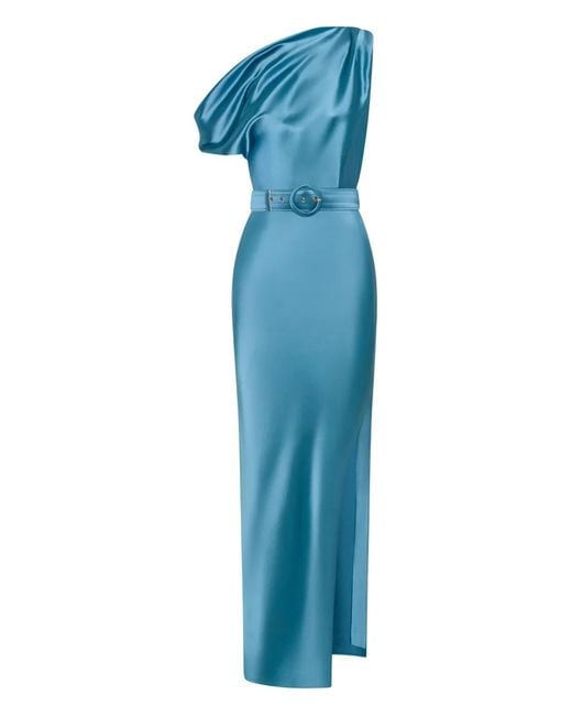 Nicholas Blue Eartha One-Shoulder Belted Midi Dress