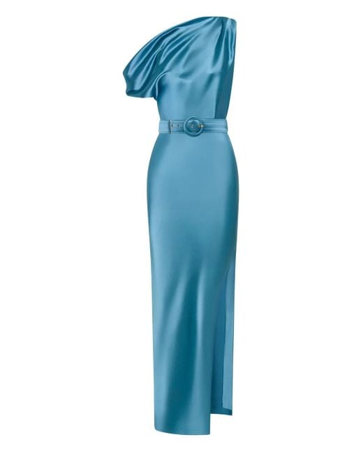 Vestido midi Eartha con cinturón y una sola manga Nicholas de color Blue