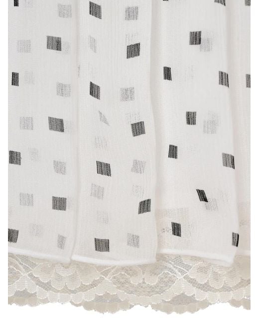 Marc Jacobs White Lace-Detail Midi Skirt