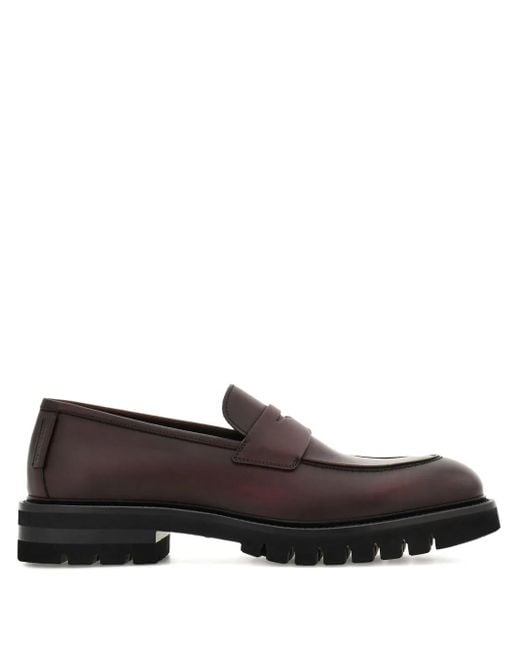 Ferragamo Brown Saddle-Strap Penny Loafers for men