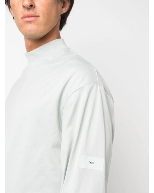 Y-3 White Logo-Patch Cotton T-Shirt for men
