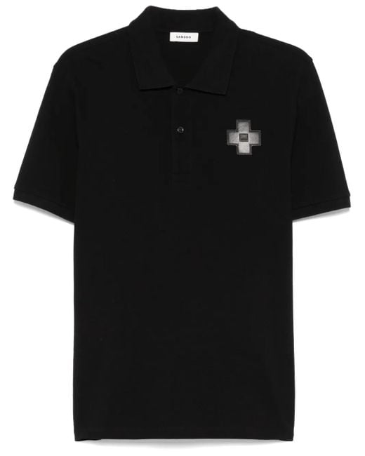 Sandro Black Logo-Patch Polo Shirt for men