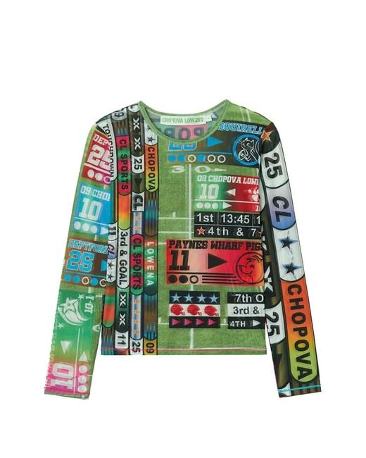 Chopova Lowena Green Graphic-Print Mesh Top