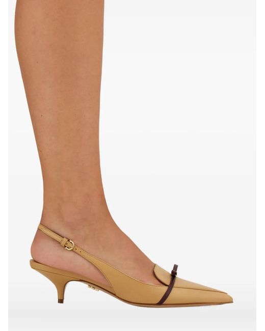 Ferragamo Natural 40Mm Pointed Bow Slingback