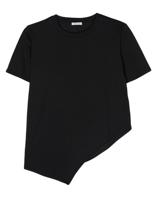 Patrizia Pepe Asymmetrisch Katoenen T-shirt in het Black
