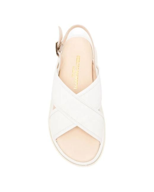 SERGIO MORETTI FIRENZE White Crossover-Strap Slingback Sandals
