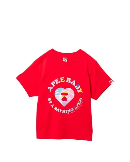 AAPE BY A BATHING AP Red Camo Heart Graphic T-Shirt
