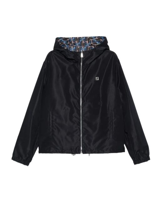 Fendi Kapuzenjacke mit Logo-Schild in Black für Herren