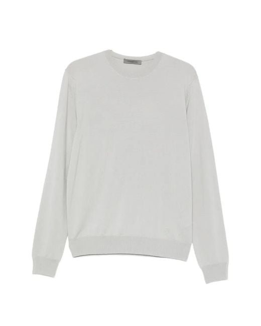 Corneliani White Fine-Knit Crew-Neck Sweater for men