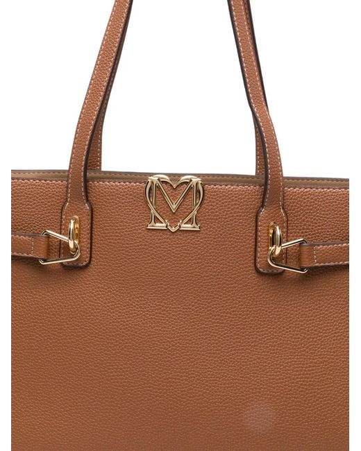 Love Moschino Brown Buckle Logo Tote Bag