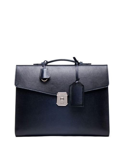 Santoni Leather Briefcase With Clasp in Blue for Men Lyst