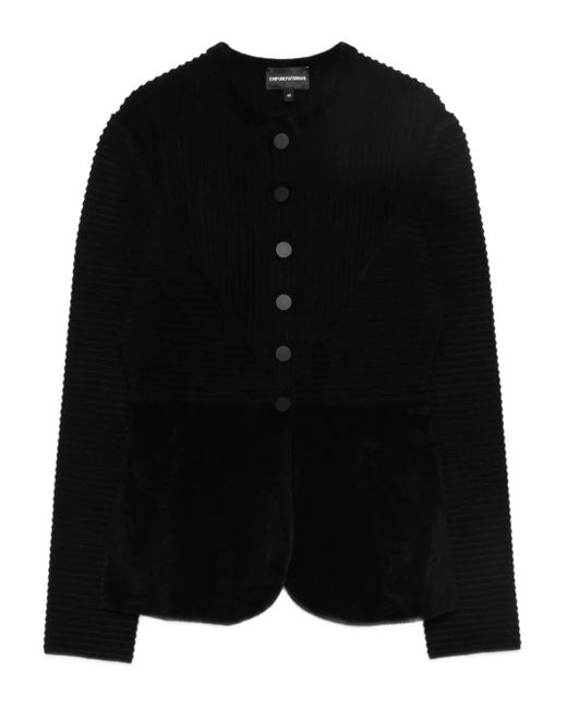 Emporio Armani Black Buttoned Crewneck Jacket