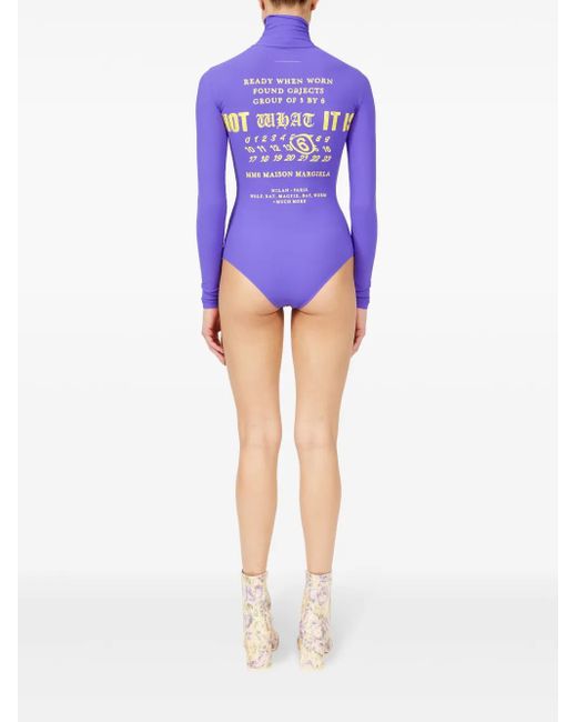 MM6 by Maison Margiela Purple Numbers-Motif Bodysuit