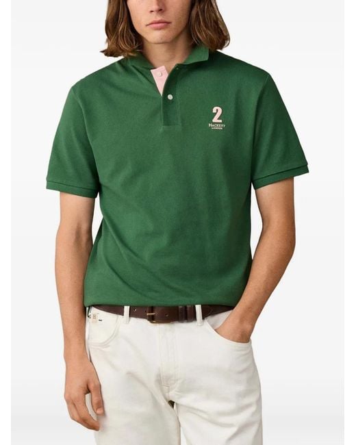 Hackett Green Heritage Logo-Print Polo Shirt for men
