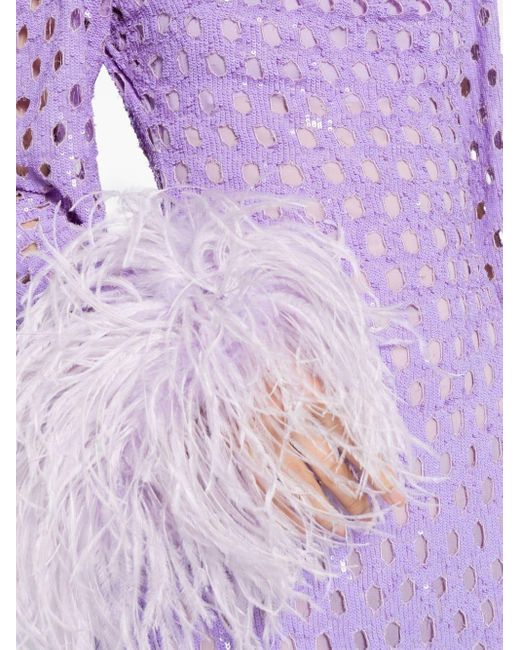 Rachel Gilbert Purple Mara Perforated Gown