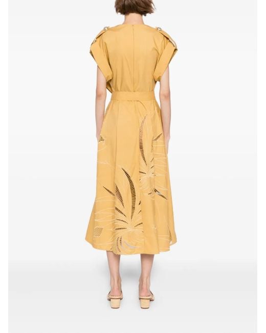 Abito Midi Con Ricamo di Elie Saab in Yellow