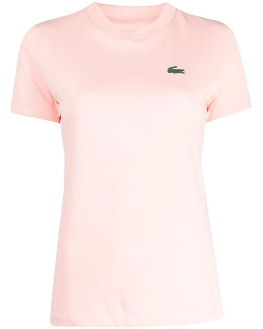 Lacoste Pink Logo-Appliqué Cotton T-Shirt