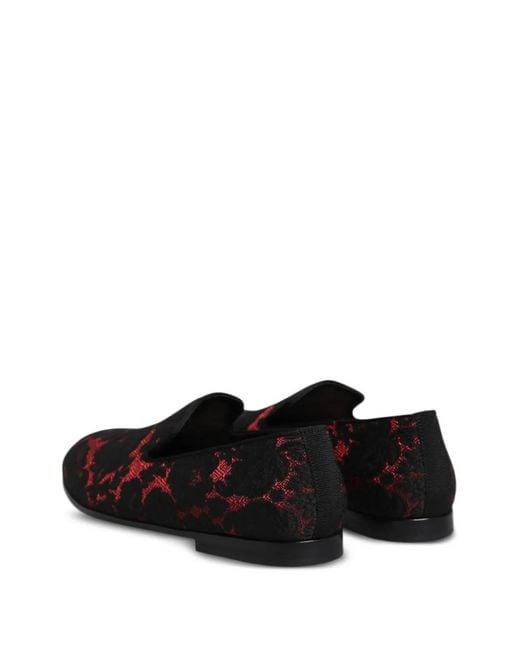 Dolce & Gabbana Black Jacquard Lace-Pattern Loafers for men