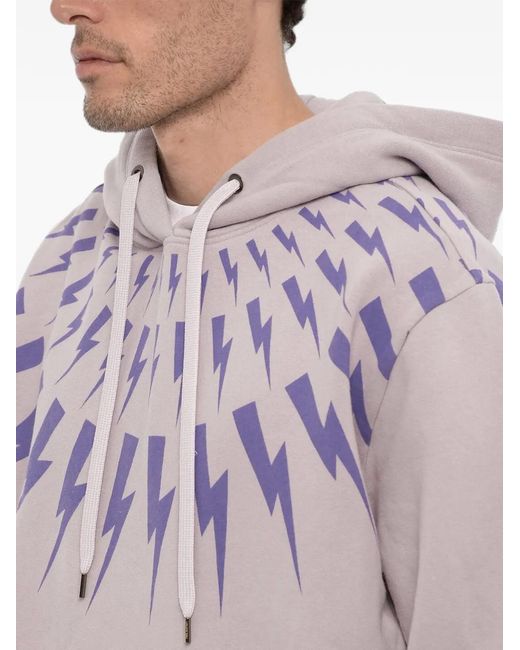 Neil Barrett Gray Fairisle Thunderbolt Hoodie for men