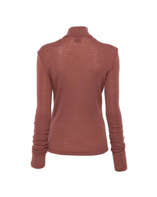 Alysi Red Button-Up Turtle-Neck Sweatshirt