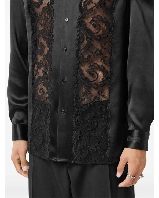 Versace Zijden Overhemd Met Kant in het Black voor heren