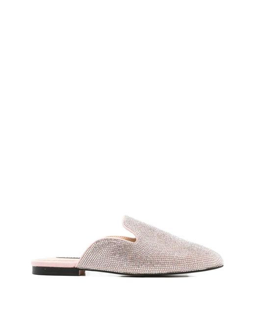 Twentyfourhaitch White Embellished Flat Shoes