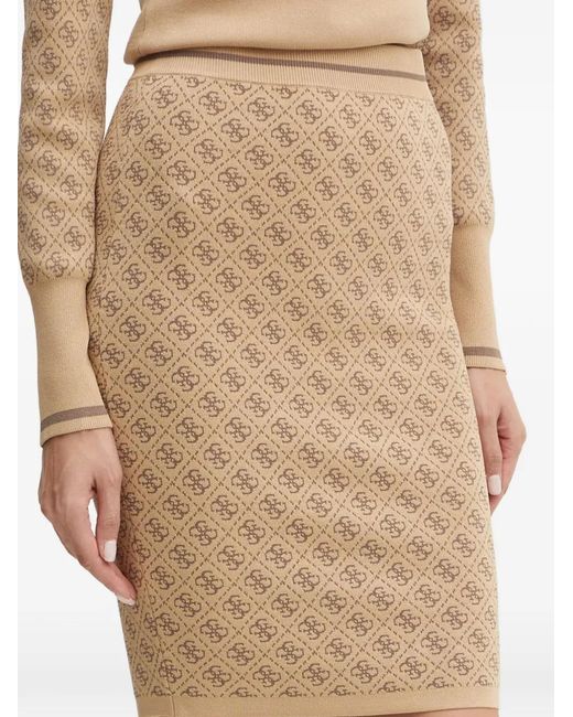 Guess Natural Monogram-Pattern Knitted Skirt