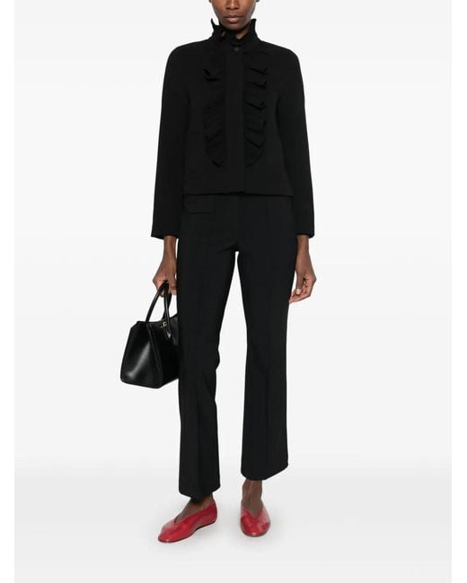 Psophia Black Ruffled Pleated Jacket