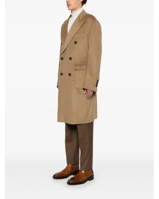 Tagliatore Natural Double-Breasted Wool Coat for men