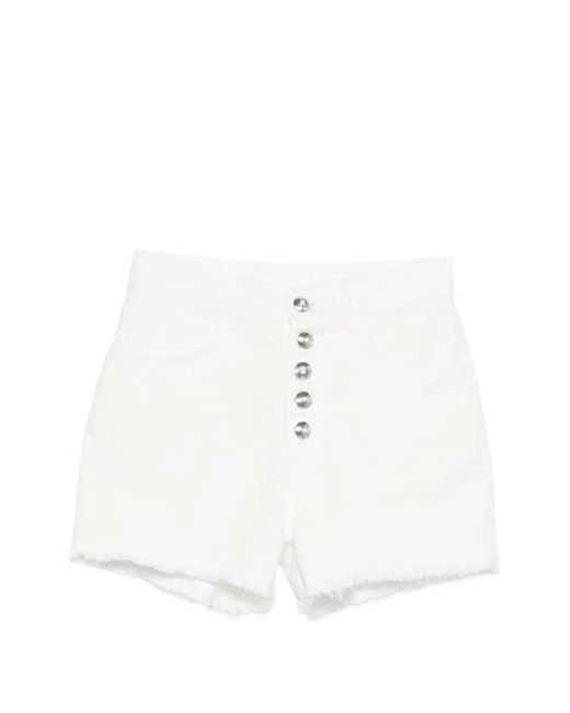 Dondup White Button-Fastening Frayed Shorts