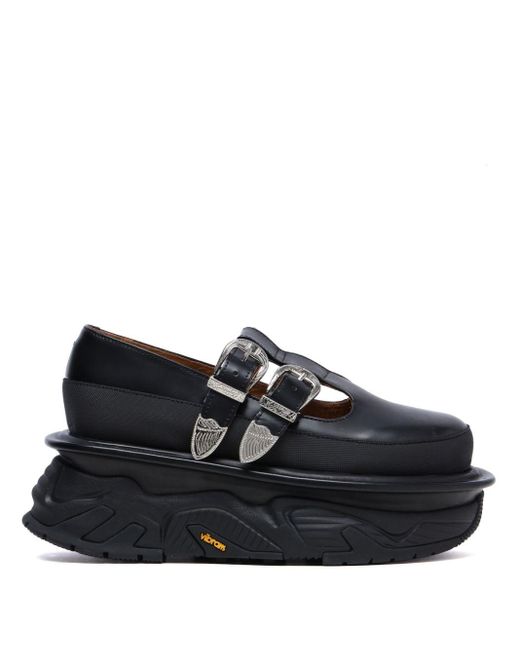 Toga Black Platform Leather Loafers