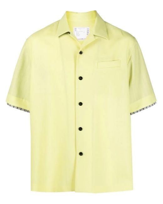 メンズ Sacai ショートスリーブ オーバーサイズシャツ Yellow