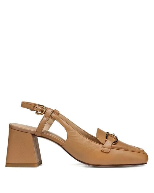 Geox Natural Buckle Strap Calf Leather Pumps