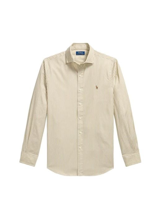Polo Ralph Lauren White Striped Embroidered-Logo Shirt for men