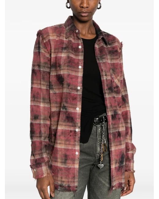 R13 Red Long-Sleeve Plaid Shirt