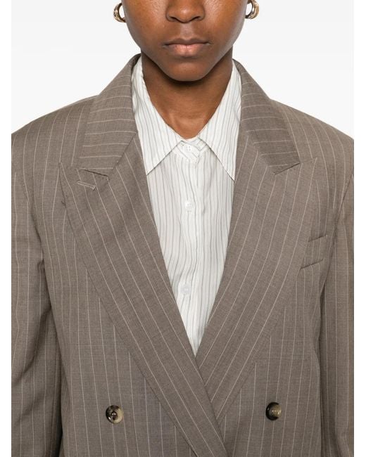 Max Mara Brown Pinstripe Double-Breasted Blazer