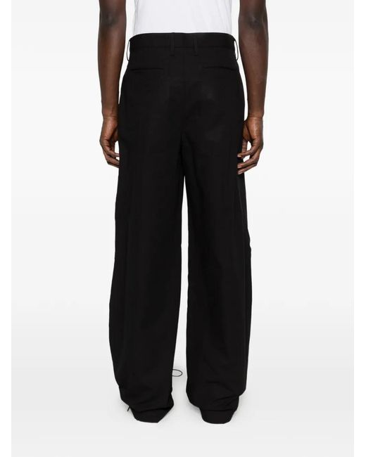 Reese Cooper Black Pleated Ripstop Trousers for men