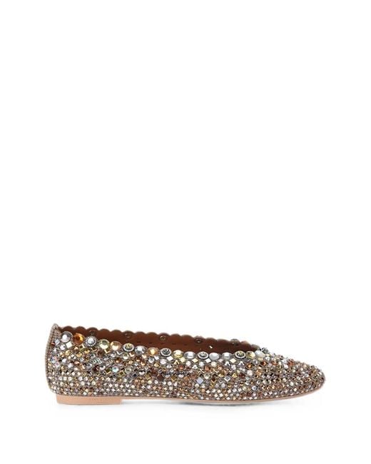 Kurt Geiger White Jewel Perforated Ballet Flats