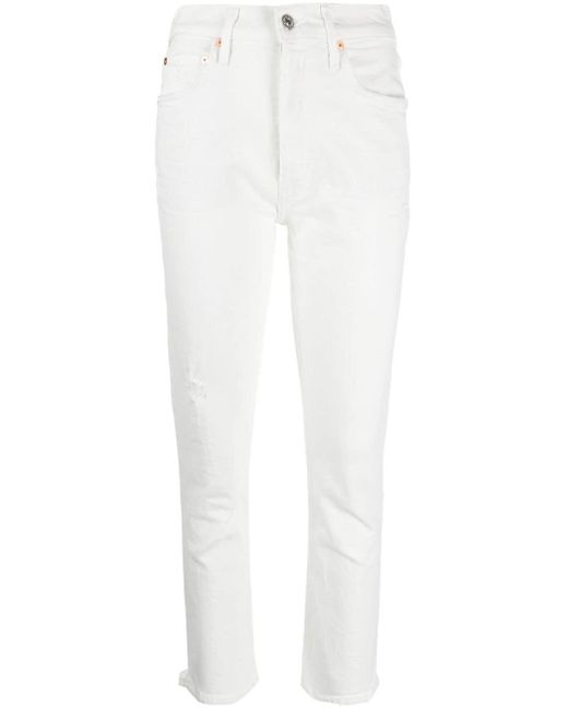 Citizens of Humanity White Jolene Slim-Fit-Jeans mit hohem Bund