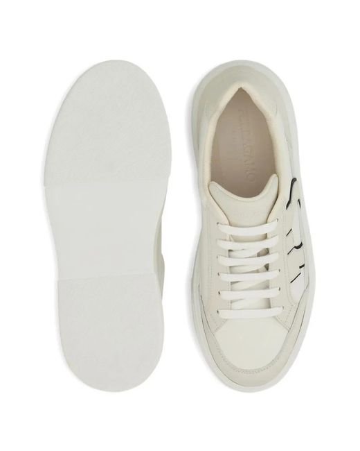 Ferragamo White Gancini Low-Top Sneaker for men